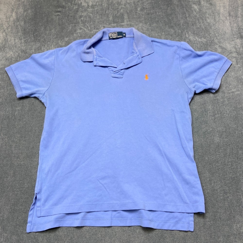 VTG Polo By Ralph Lauren Polo Shirt Mens M Blue Cotton Hi Lo Hem Sports